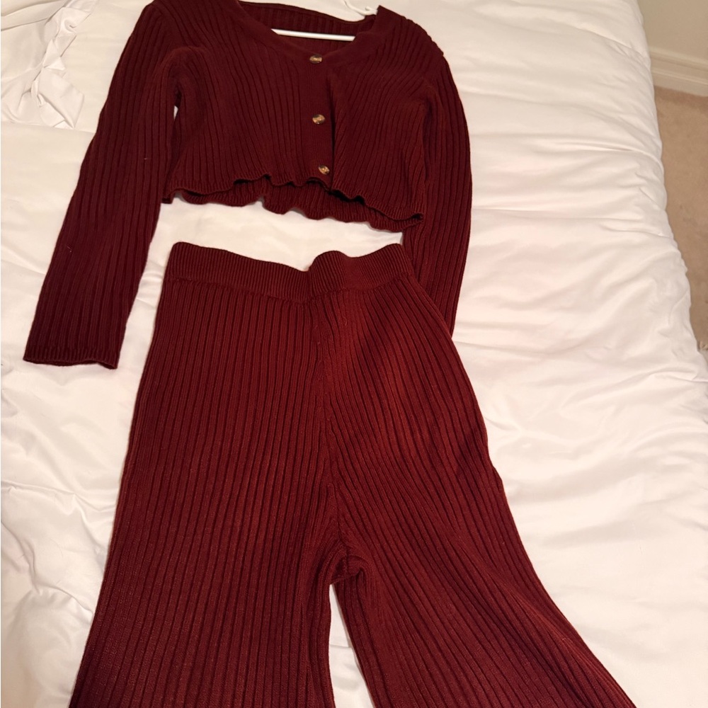 Women's Burgundy Knit Set